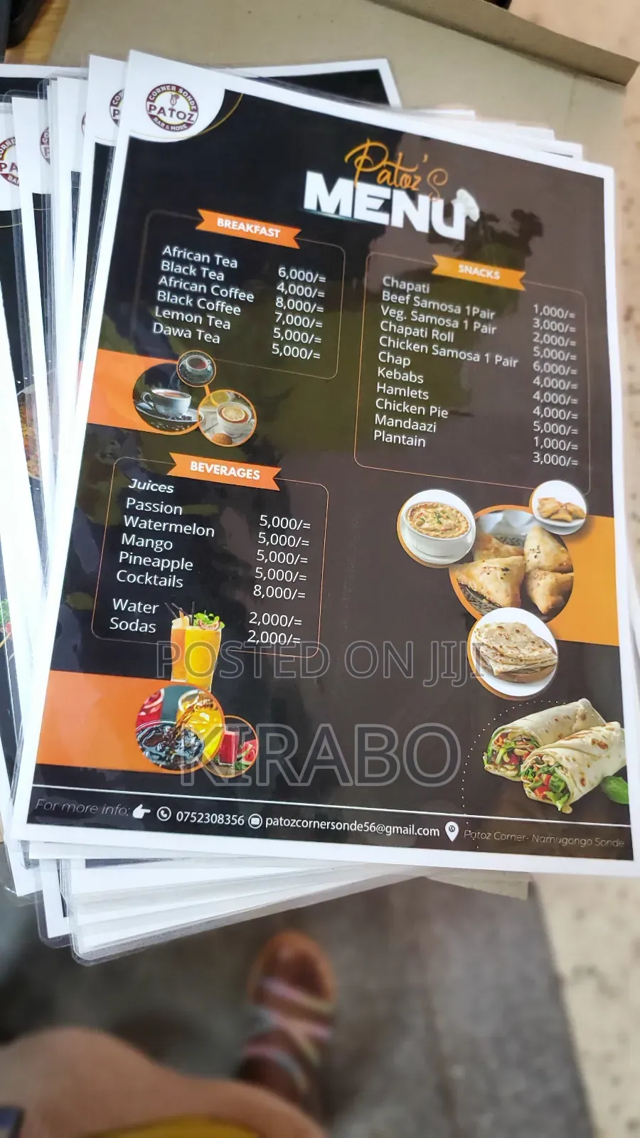 Restaurant/ Hotel Menu