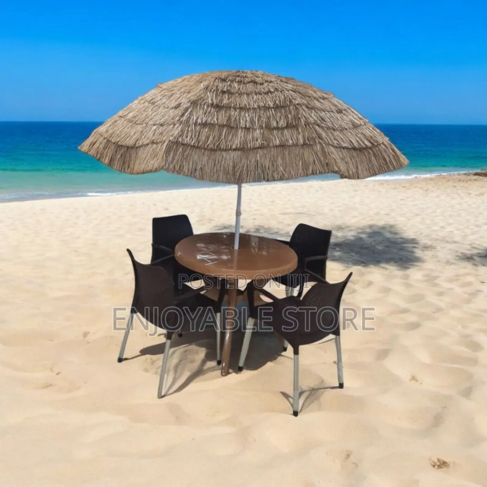 Outdoor Patio Plastic Table Chairs Umbrella Set