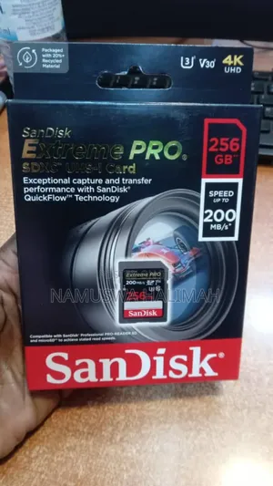 Sandisk 256gb Extreme Pro SDXC Uhs-I Memory Card.