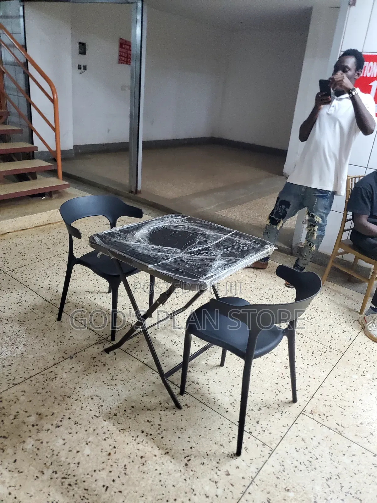 Black Balcony Plastic Chairs and Table