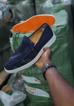 Original Navy Blue Santoni Casual Suede Loafers