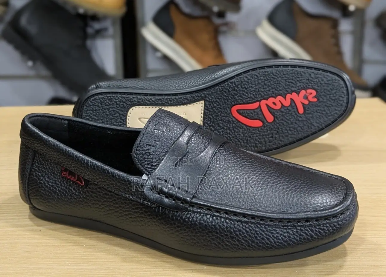 Original Men’S Black Clarks Flat Sole Leather Moccasins