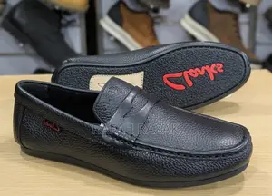 Original Men’S Black Clarks Flat Sole Leather Moccasins