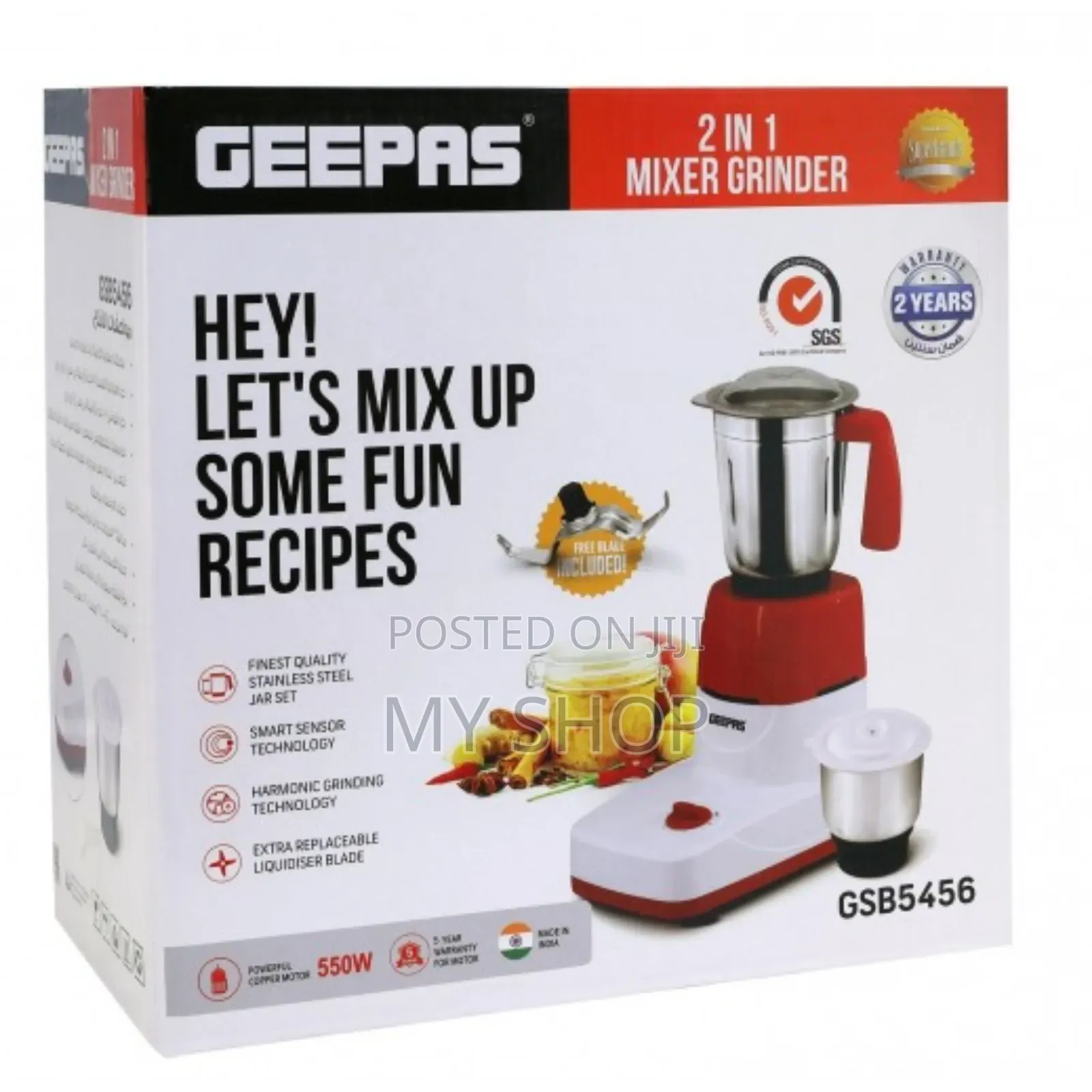 Geepas 2in1mixer Grinder 550w