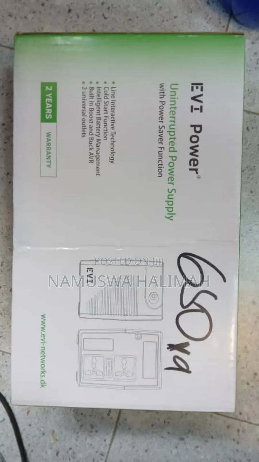 An Evi Power Uninterrupted Power Supply (Ups) With a 650 Va Capacity