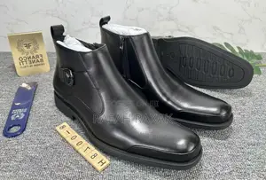 Men’S Black Franco Banetti Ankle Leather Boots