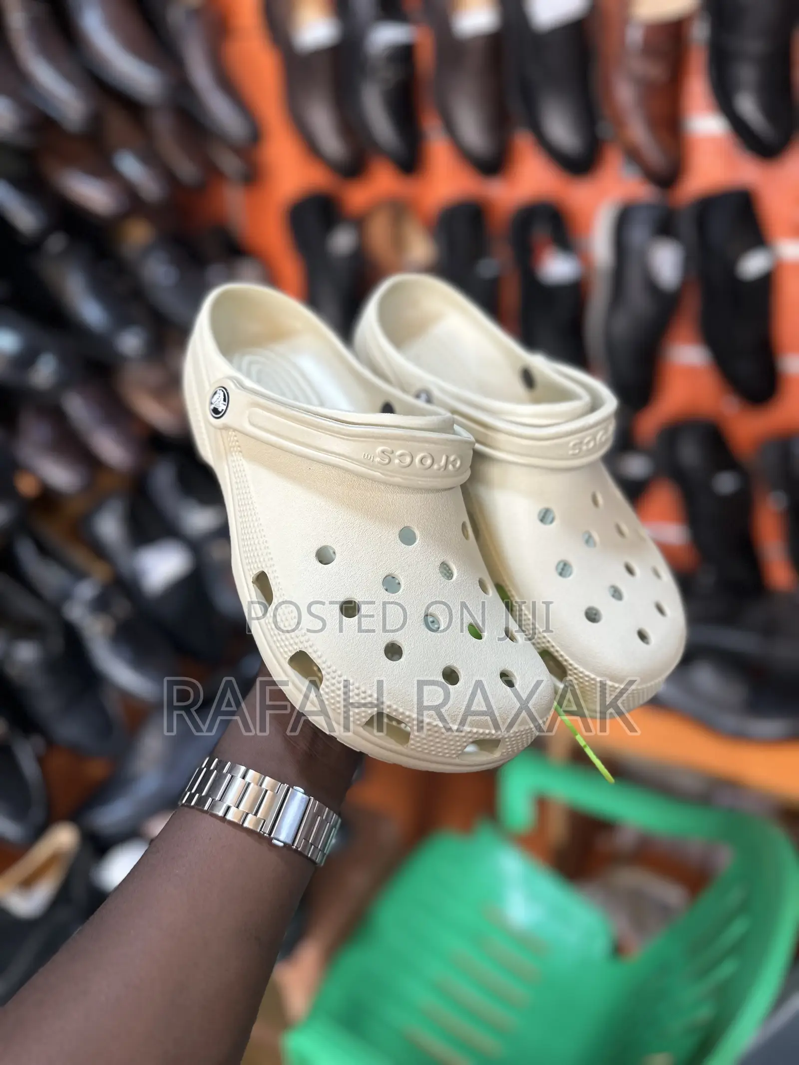 Original Cream Rubber Crocs Classic Clogs