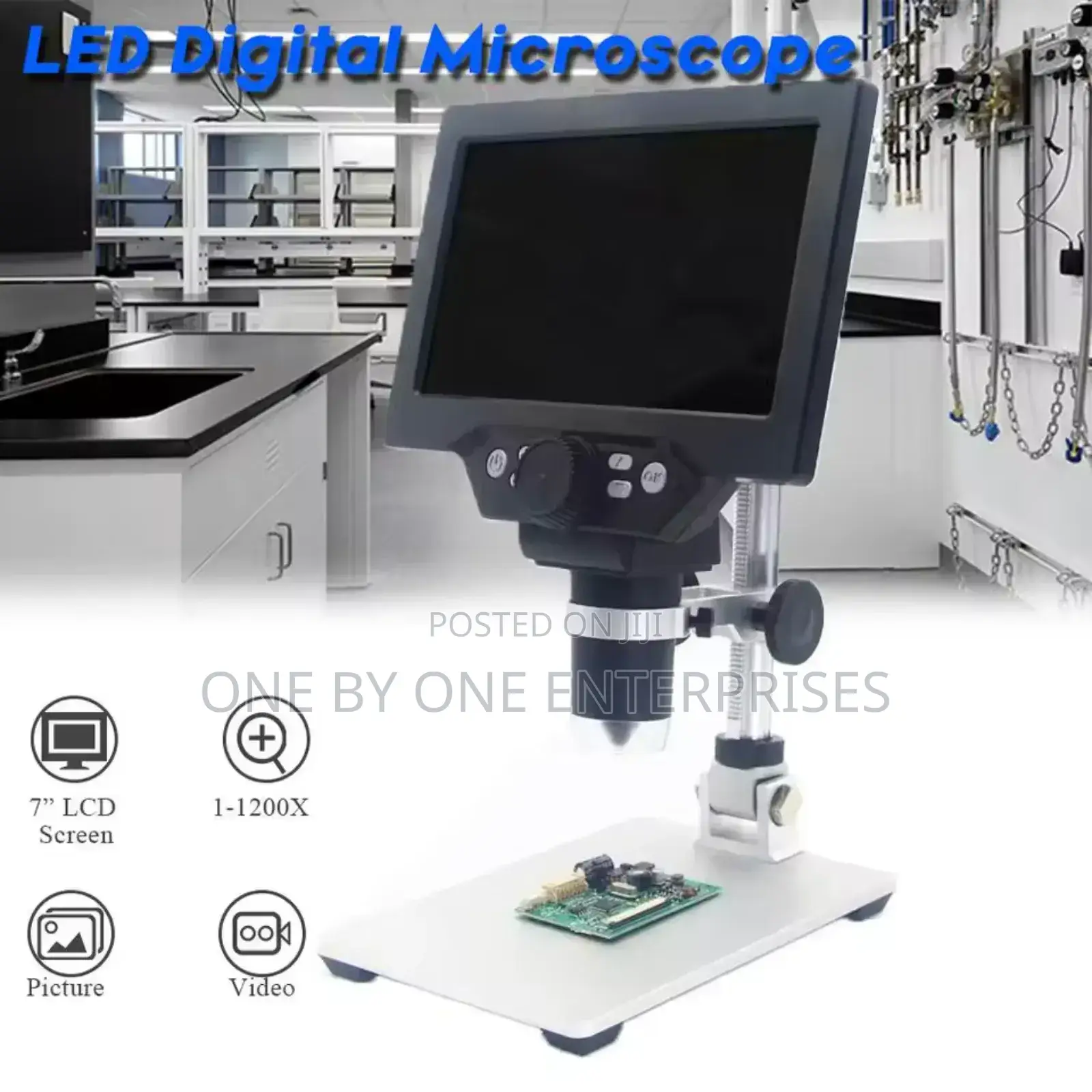 Digital Microscope 7-inch Screen 8 Led Lights Adjustable