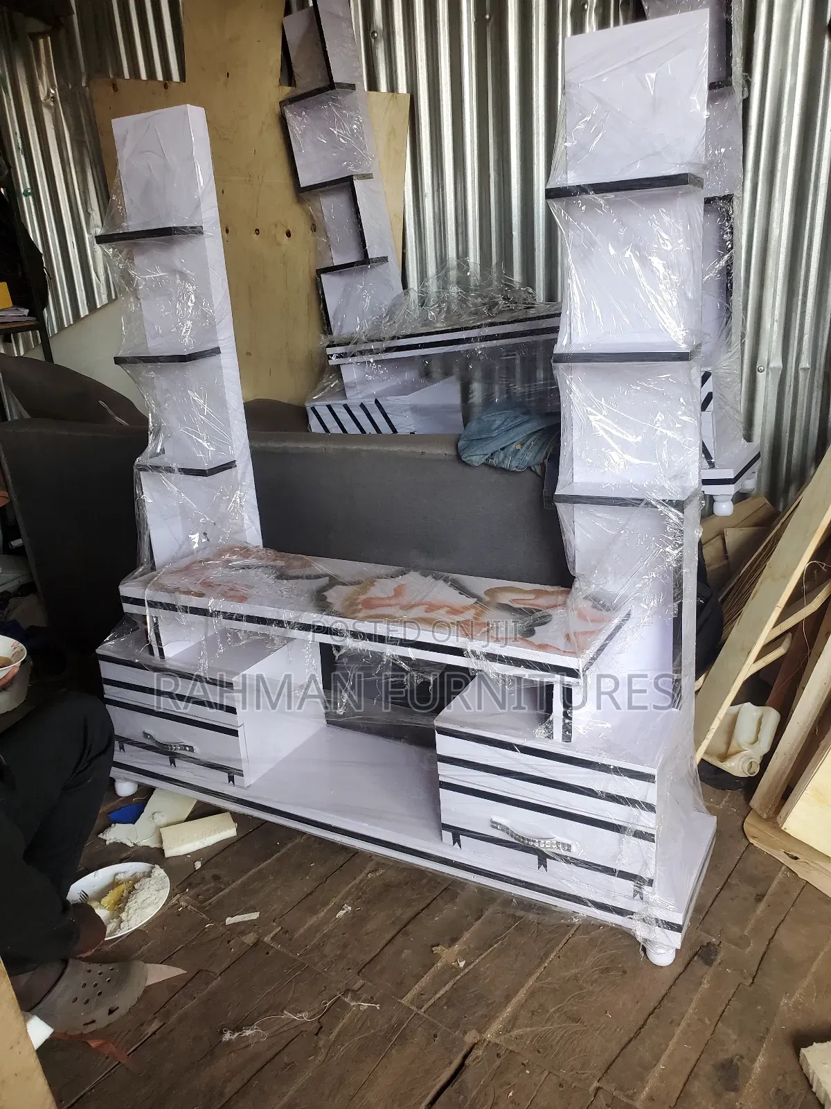 Tv Stand Two Aerial White