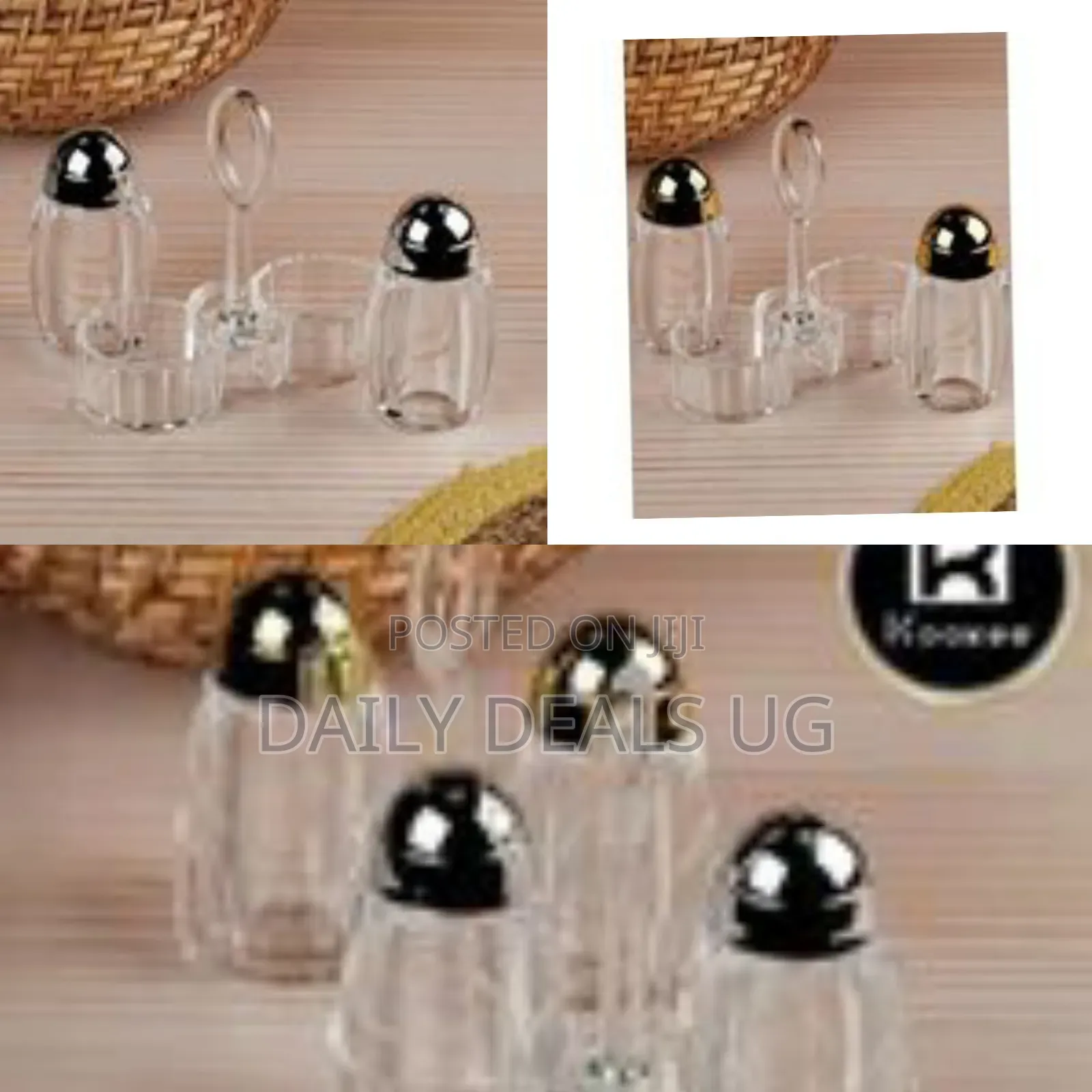 Acrylic Salt and Pepper Shakers Set With Tray for Dining Table Used