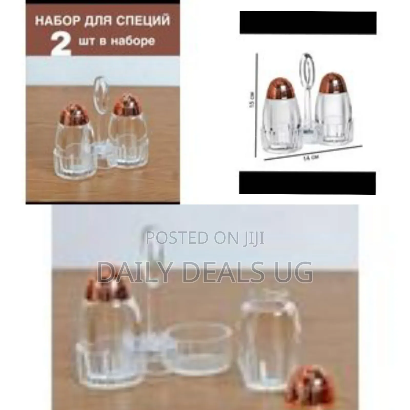 Acrylic Salt and Pepper Shakers Set With Tray for Dining Table Used