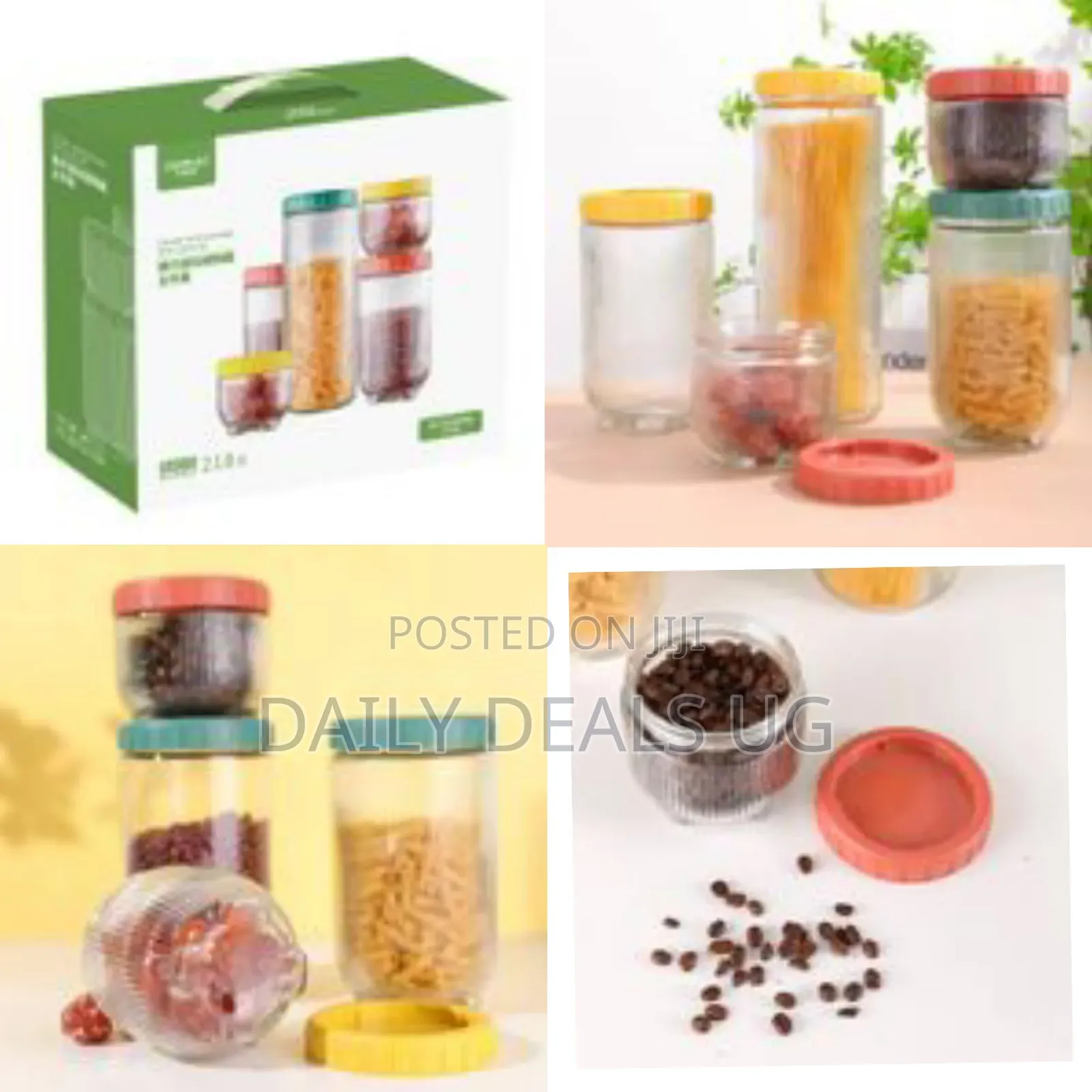 5 Pieces Glass Storage Jars,Glass Food Storage Containers, Set