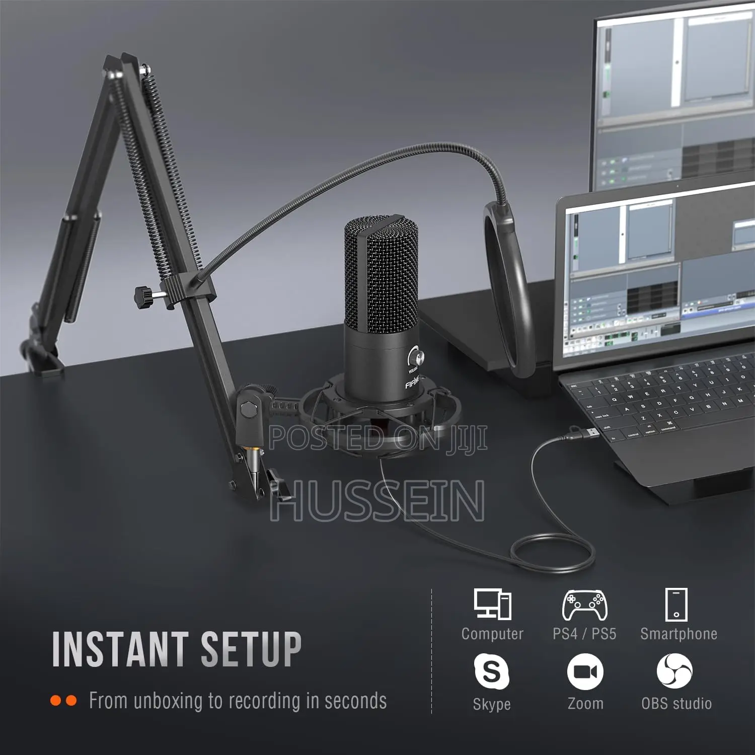 Fifine Studio Condenser Usb Microphone Computer Pc Microphone Kit