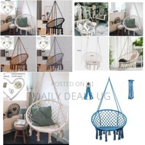 Hammock Chair Hanging Macrame Swing With Cushion and Hardware Kits