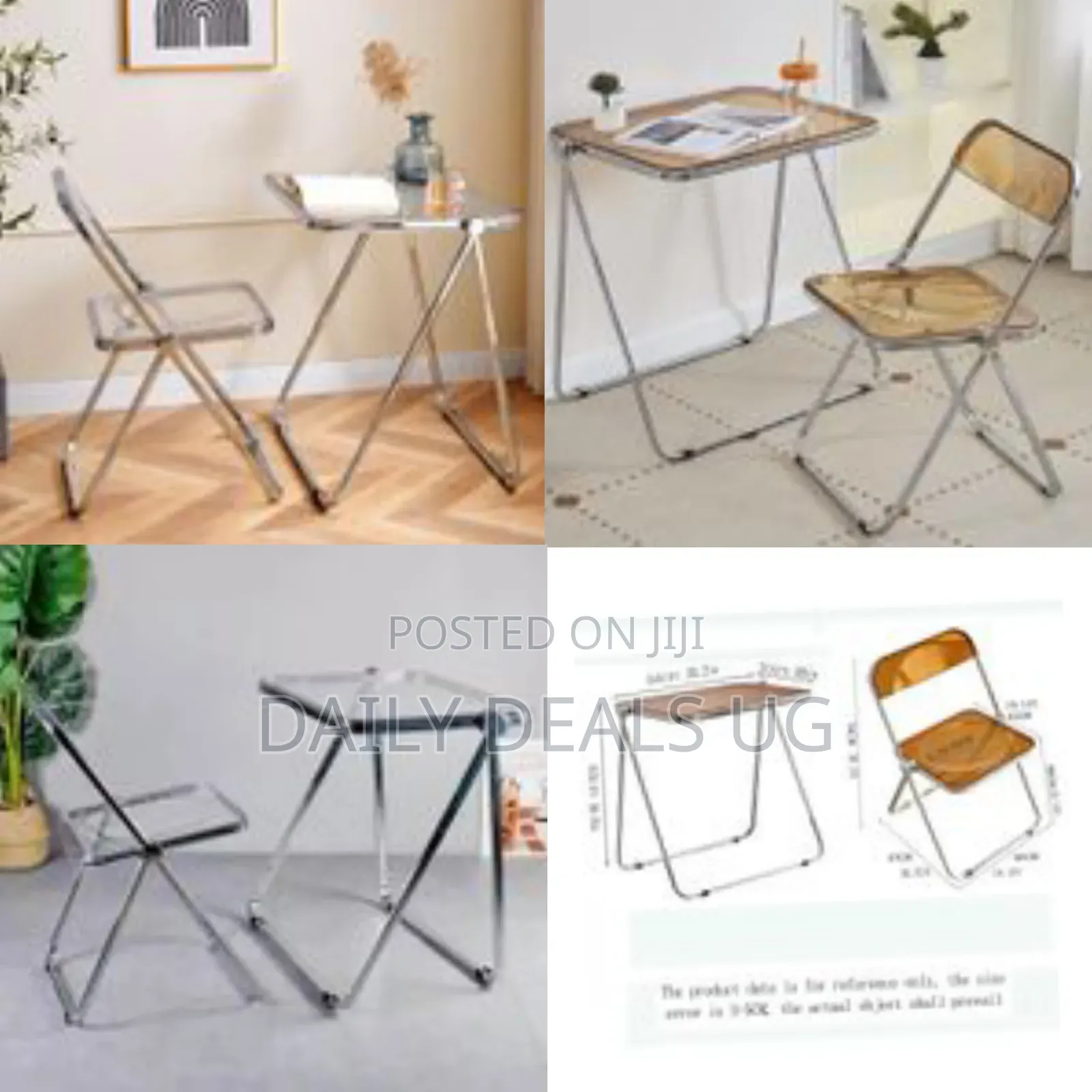 Portable Stackable Folding Tv Acrylic Serving Tray Tables Chair Set