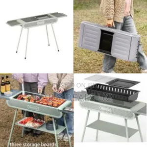 Portable Charcoal, BBQ Grill With Three Storage Boards,Foldable