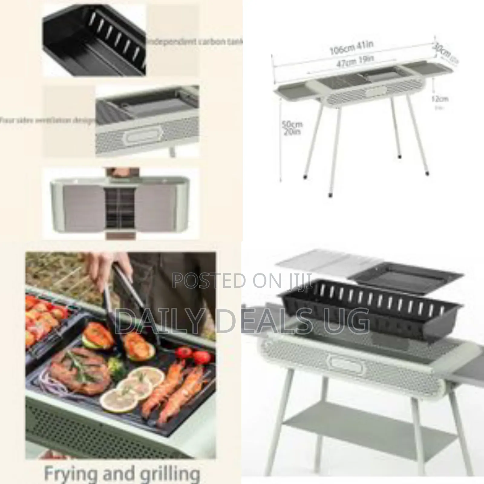Portable Charcoal, BBQ Grill With Three Storage Boards,Foldable