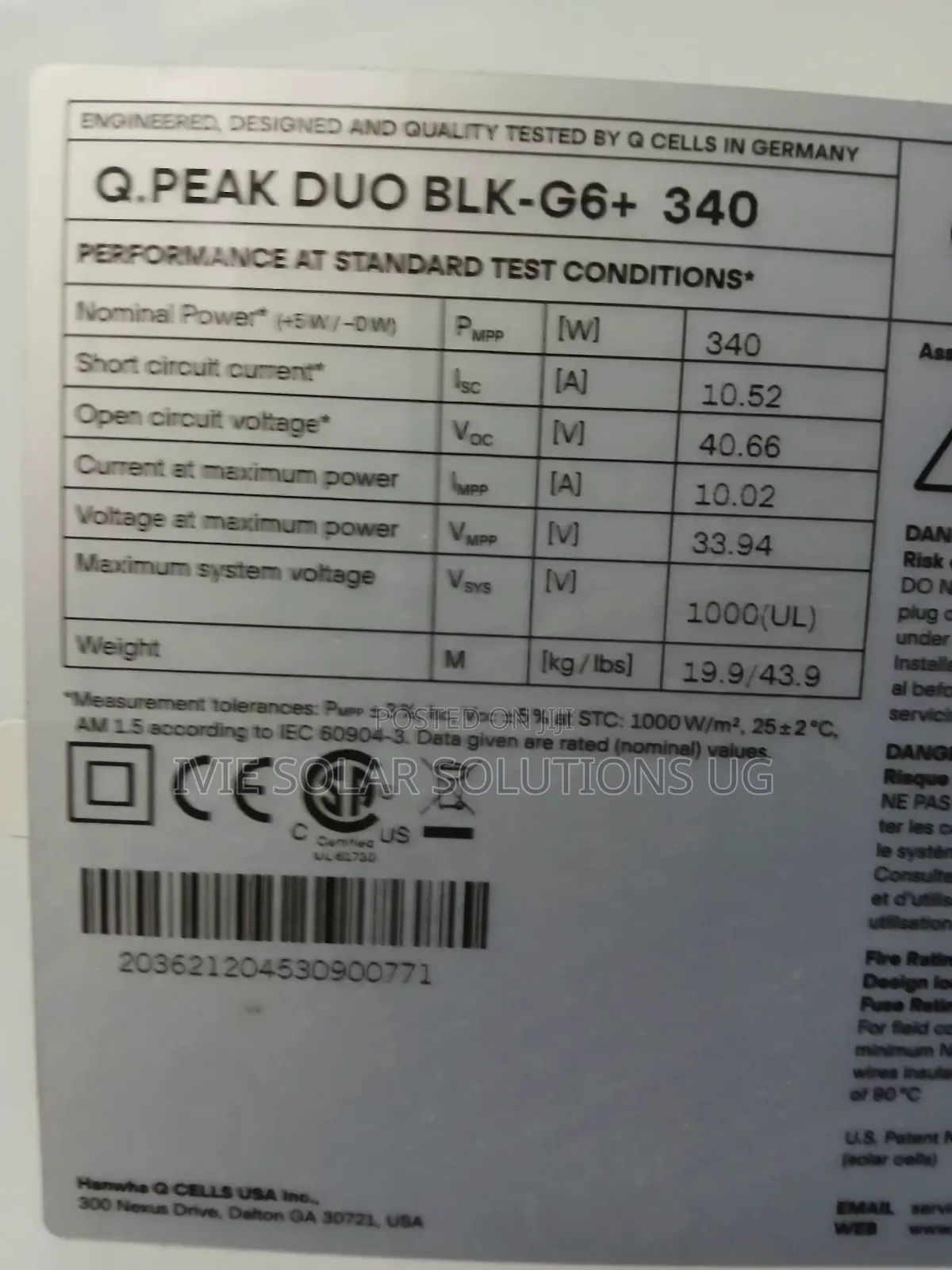 Mono Crystalline 340watts