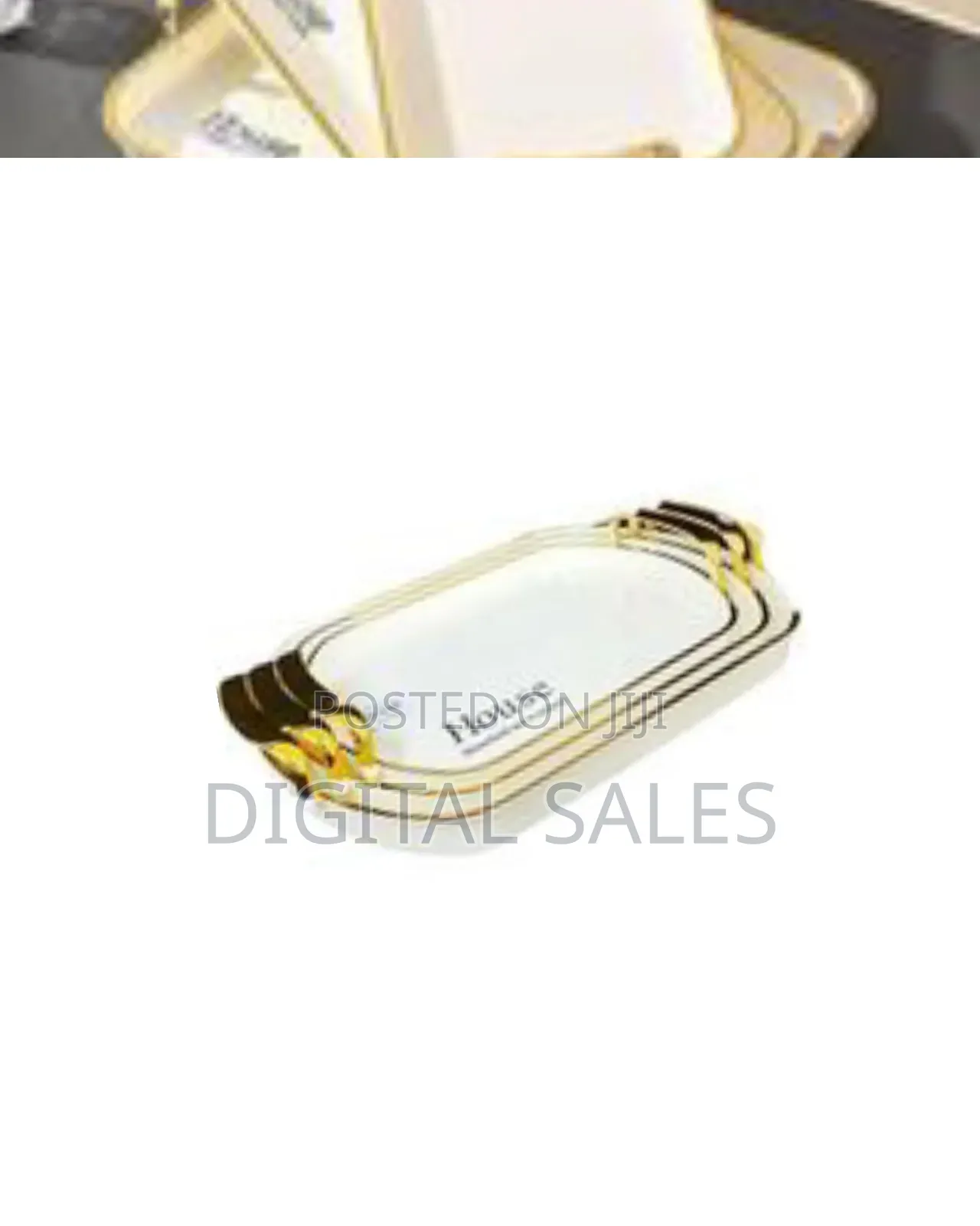 Melamine Serving Tray Set With Handles Elegant Gold 3 Pieces