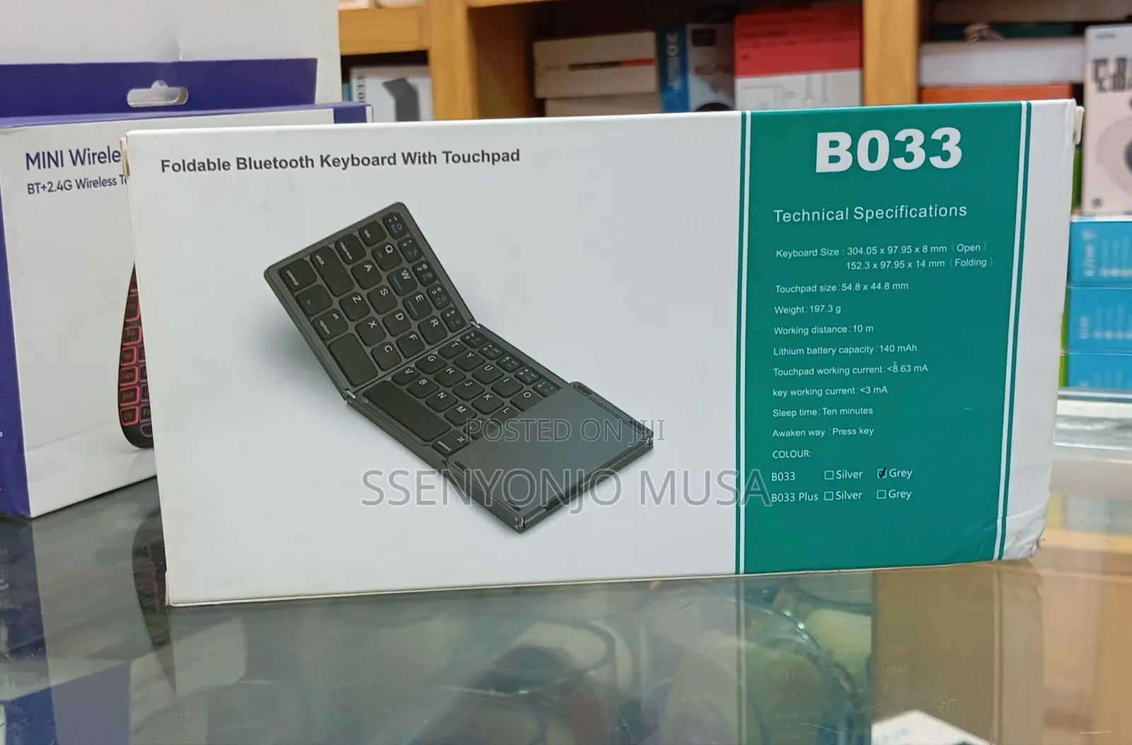 B033 Mini Folding Wireless Bluetooth Keyboard With Touchpad – Black