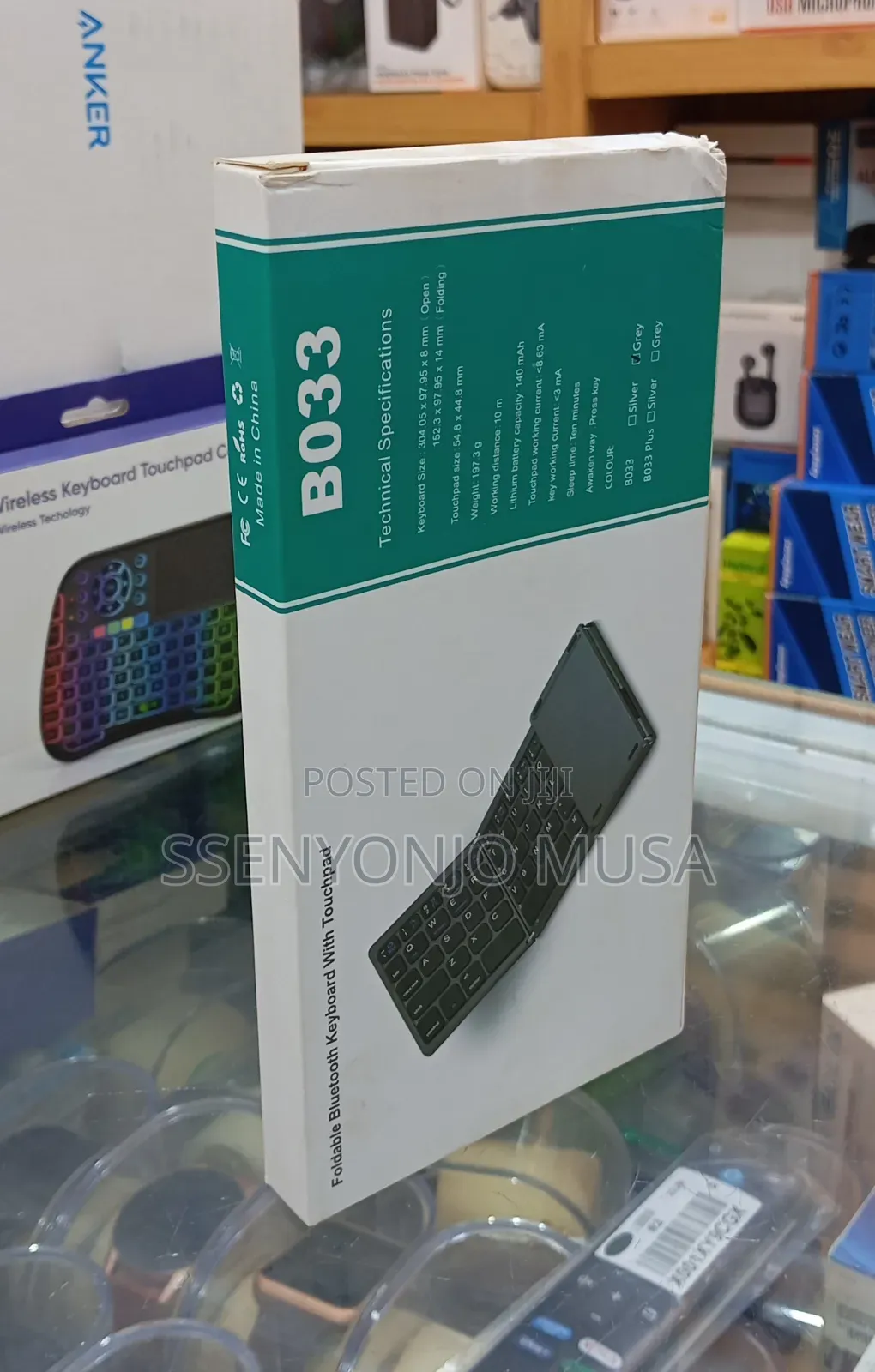 B033 Mini Folding Wireless Bluetooth Keyboard With Touchpad – Black