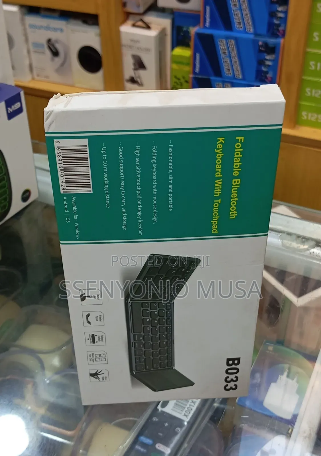 B033 Mini Folding Wireless Bluetooth Keyboard With Touchpad – Black