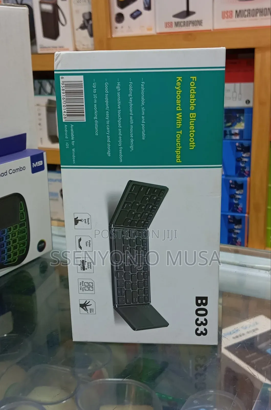 B033 Mini Folding Wireless Bluetooth Keyboard With Touchpad – Black