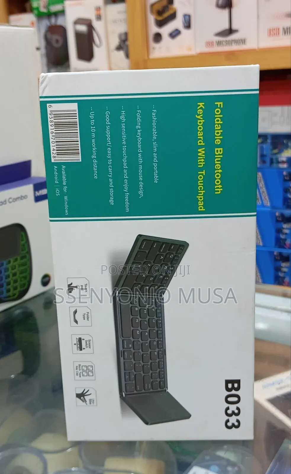 B033 Mini Folding Wireless Bluetooth Keyboard With Touchpad – Black