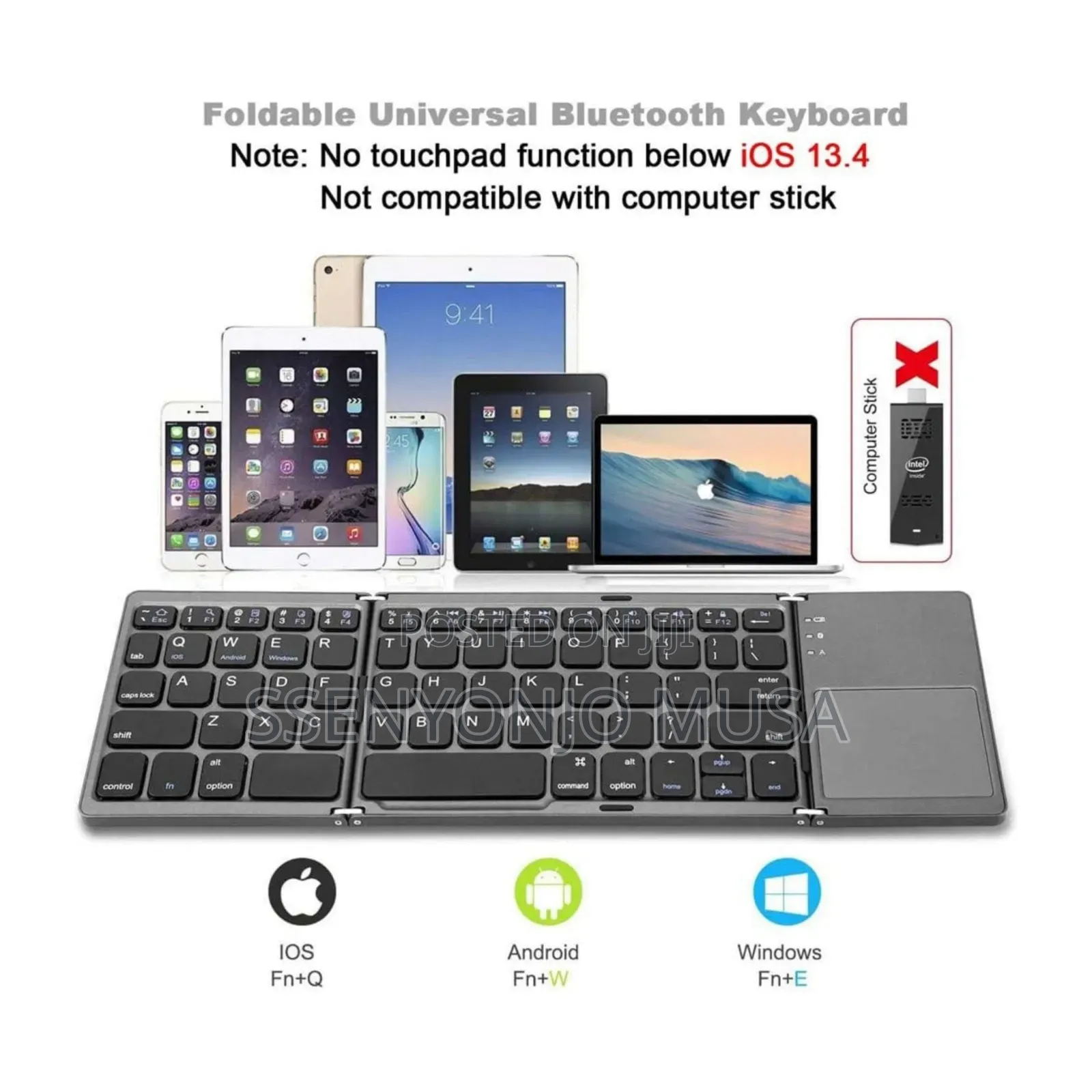 B033 Mini Folding Wireless Bluetooth Keyboard With Touchpad – Black