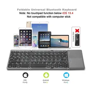 B033 Mini Folding Wireless Bluetooth Keyboard With Touchpad – Black