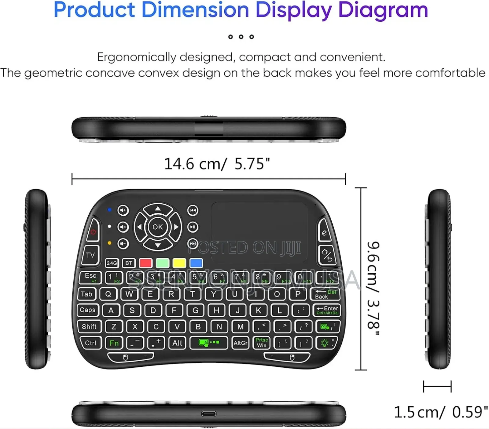 M9 Wireless Mini Backlit Keyboard With Touchpad – Black