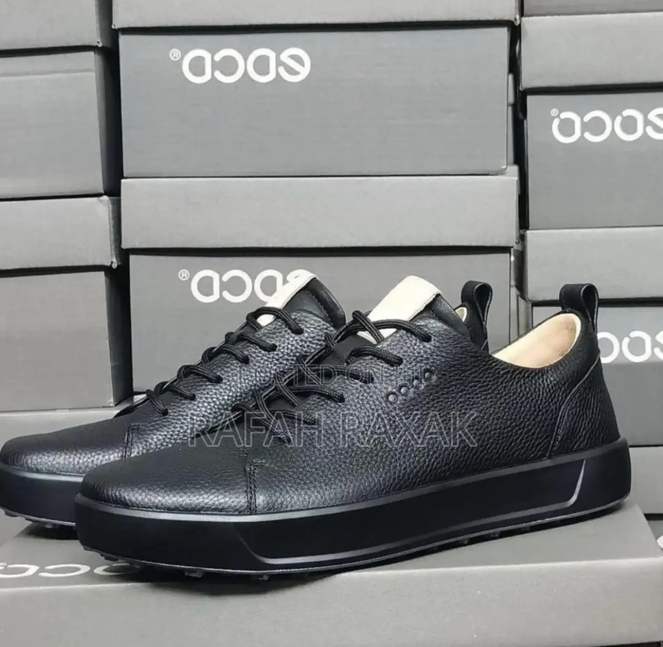 Men’S Black Ecco Leather Sneakers