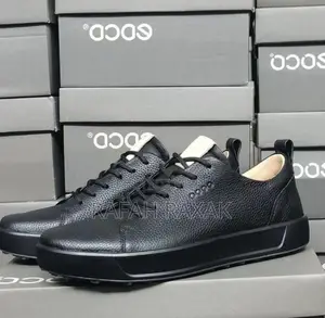 Men’S Black Ecco Leather Sneakers