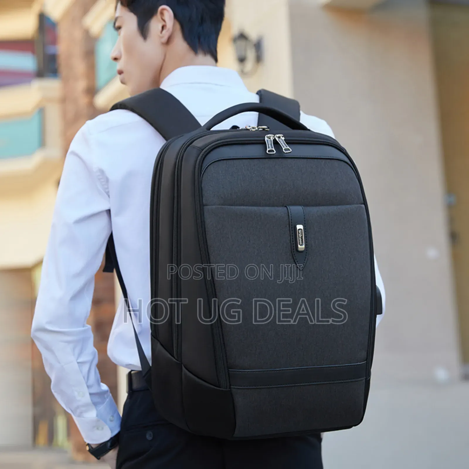 Unisex Laptop Backpack Usb Port Waterproof Bag- Black
