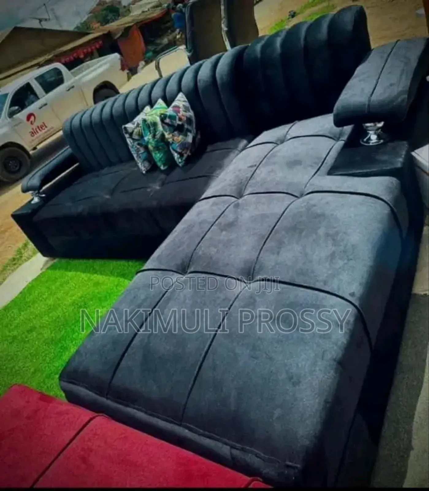 Striped Black Lsofa