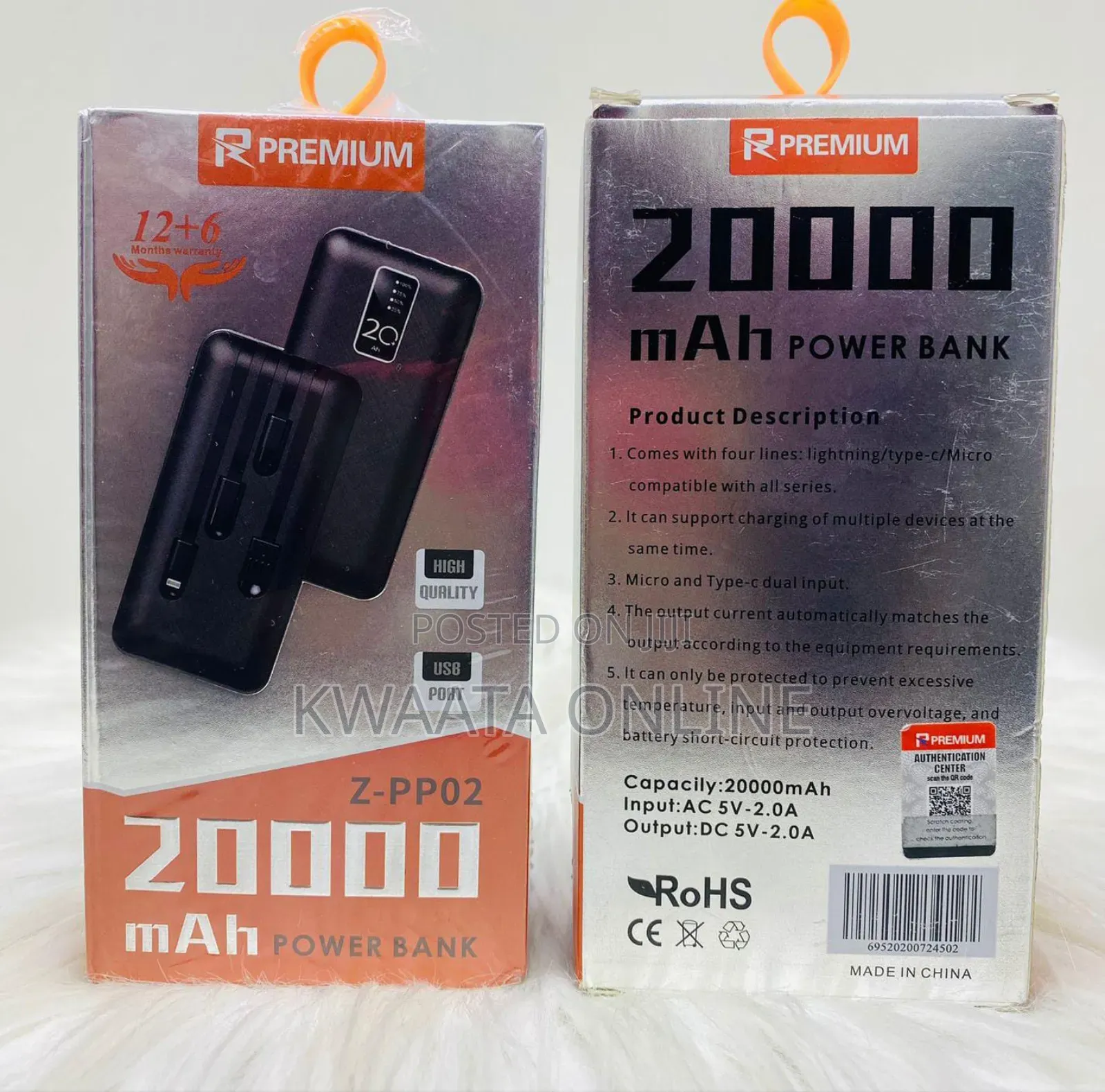 Premium Z-Pp02 Power Bank 20000 Mah