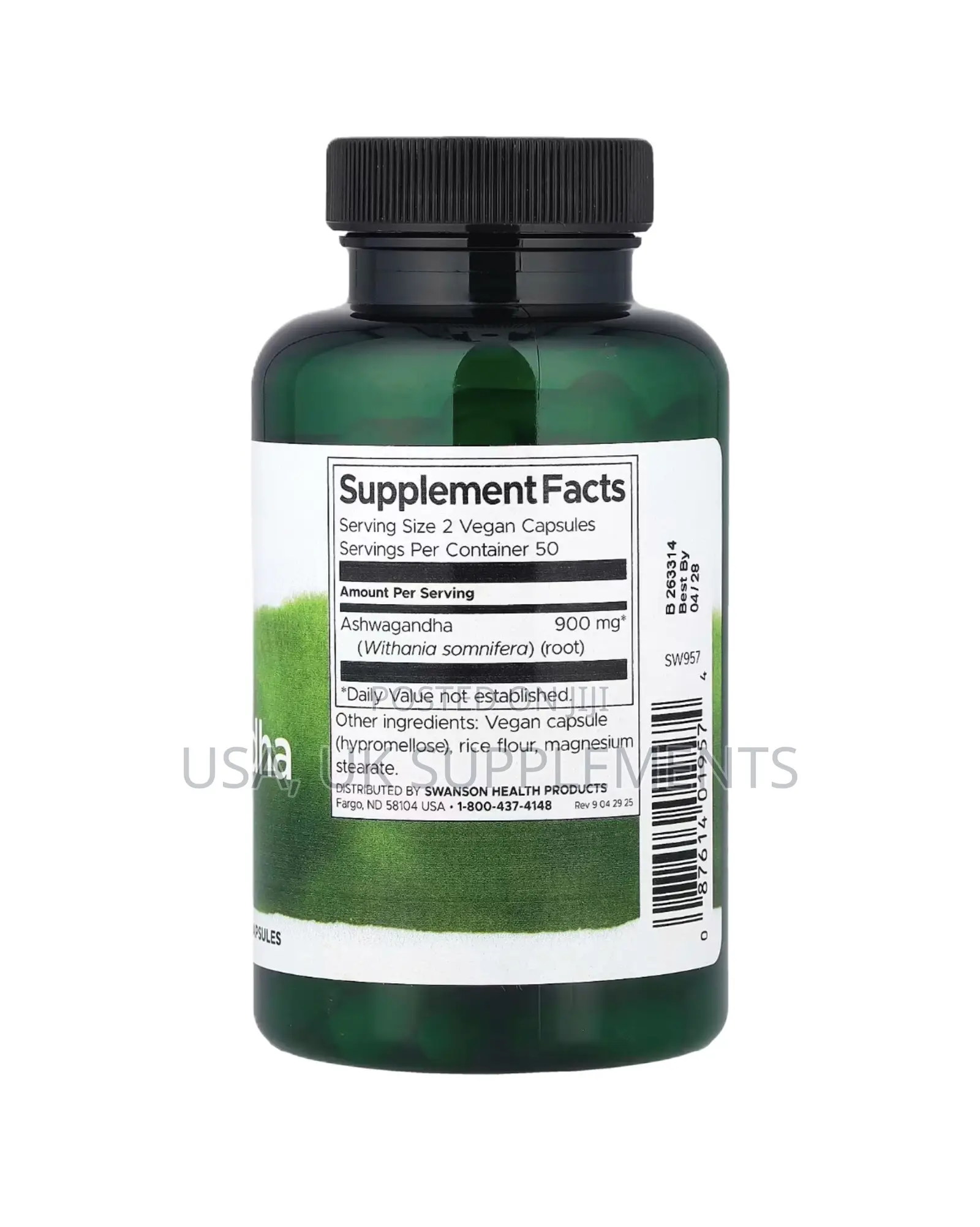 Swanson Ashwagandha 450mg 100 Capsules