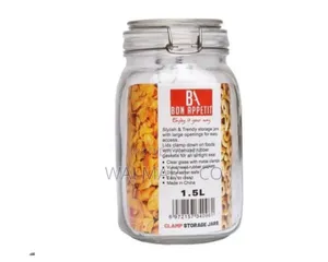 0.75litre Glass Clip Jar Cereal Food Cookie Storage Tin