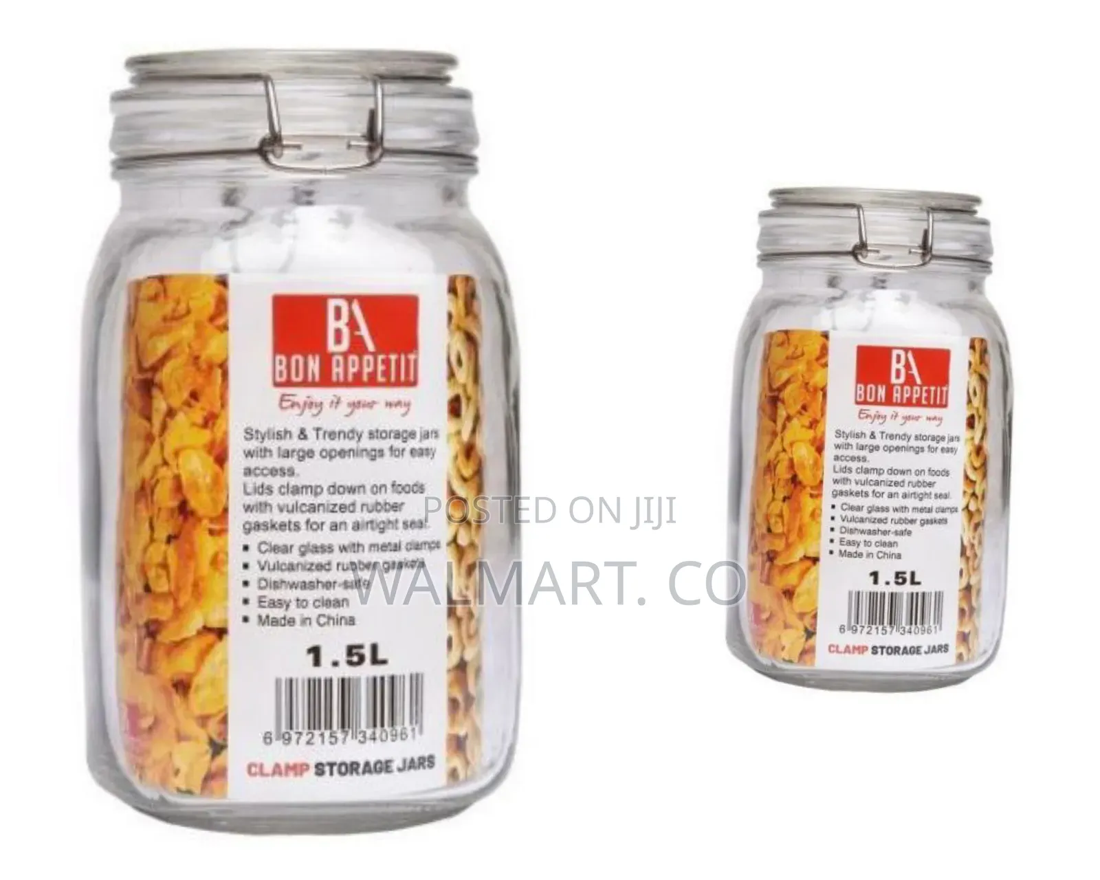 1.5litre Glass Clip Jar Cereal Cookie Storage Tin