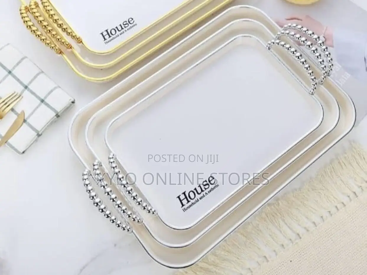 Melanie Serving Tray Sets With Elegant Gold/Silver Handles