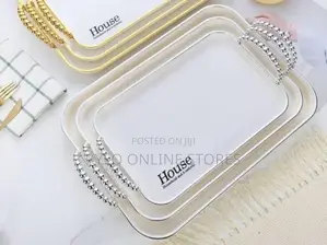 Melanie Serving Tray Sets With Elegant Gold/Silver Handles