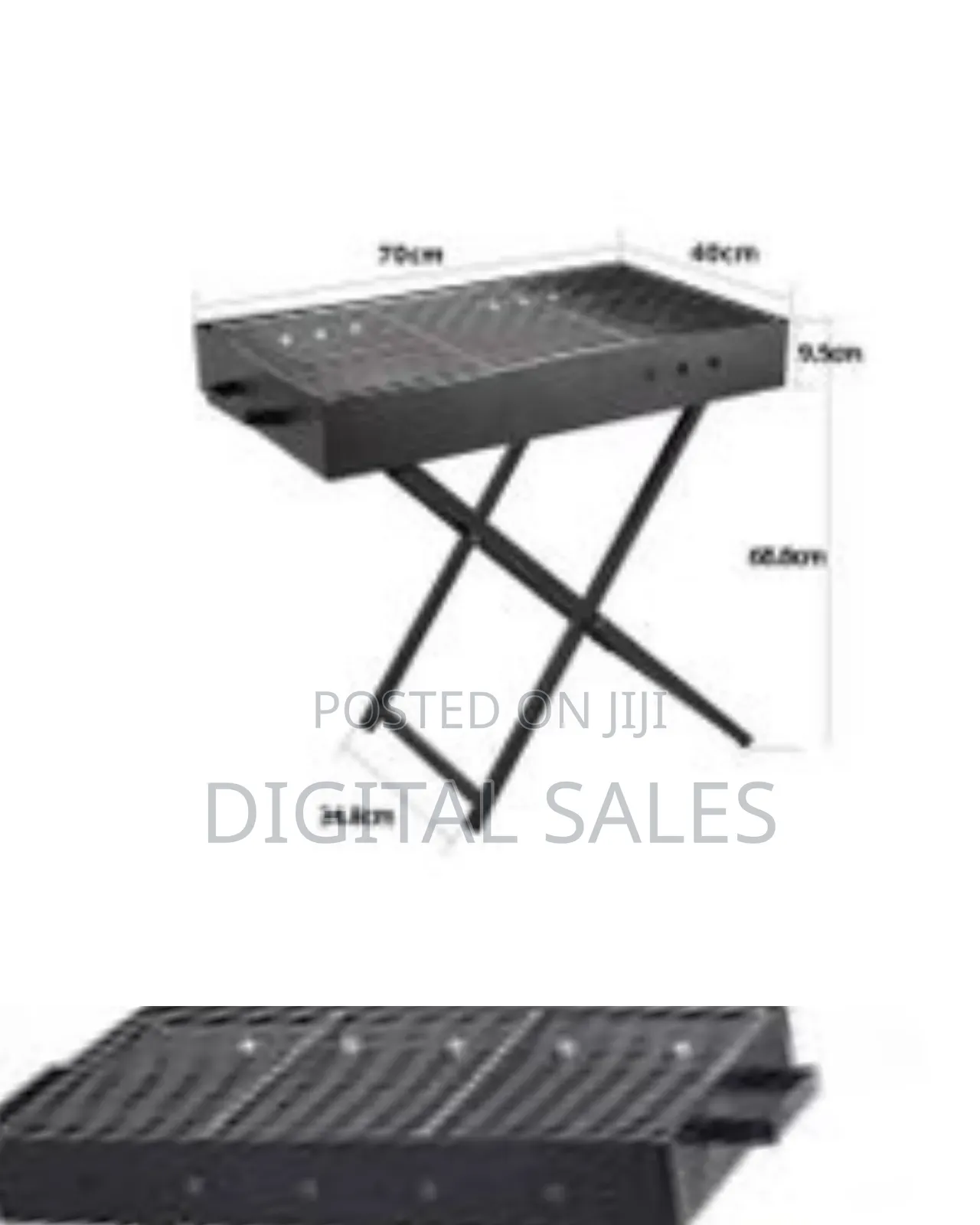 80x30cm Heavy Duty Foldable BBQ Stand With Kabab Smoker Grill Dura