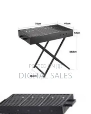 80x30cm Heavy Duty Foldable BBQ Stand With Kabab Smoker Grill Dura
