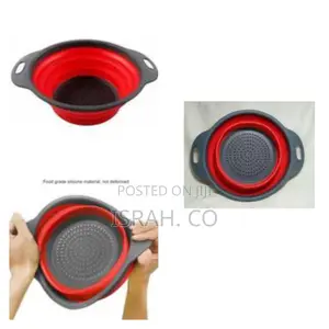 Round Silicone Plastic Folding Rice Strainer for Kitchen