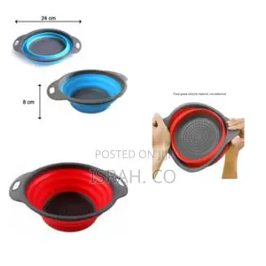 Round Silicone Plastic Folding Rice Strainer for Kitchen