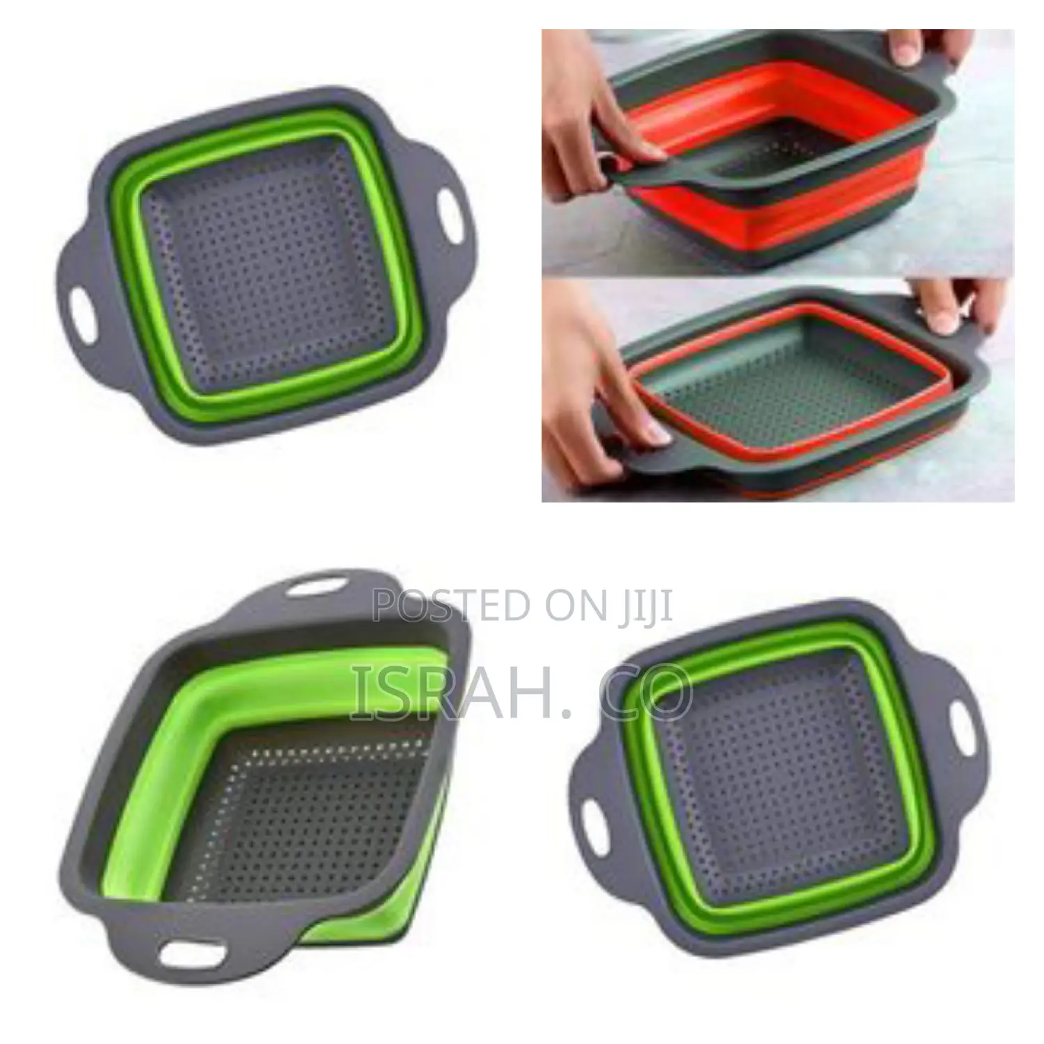 Square Silicone Plastic Folding Rice Strainer for Kitchen