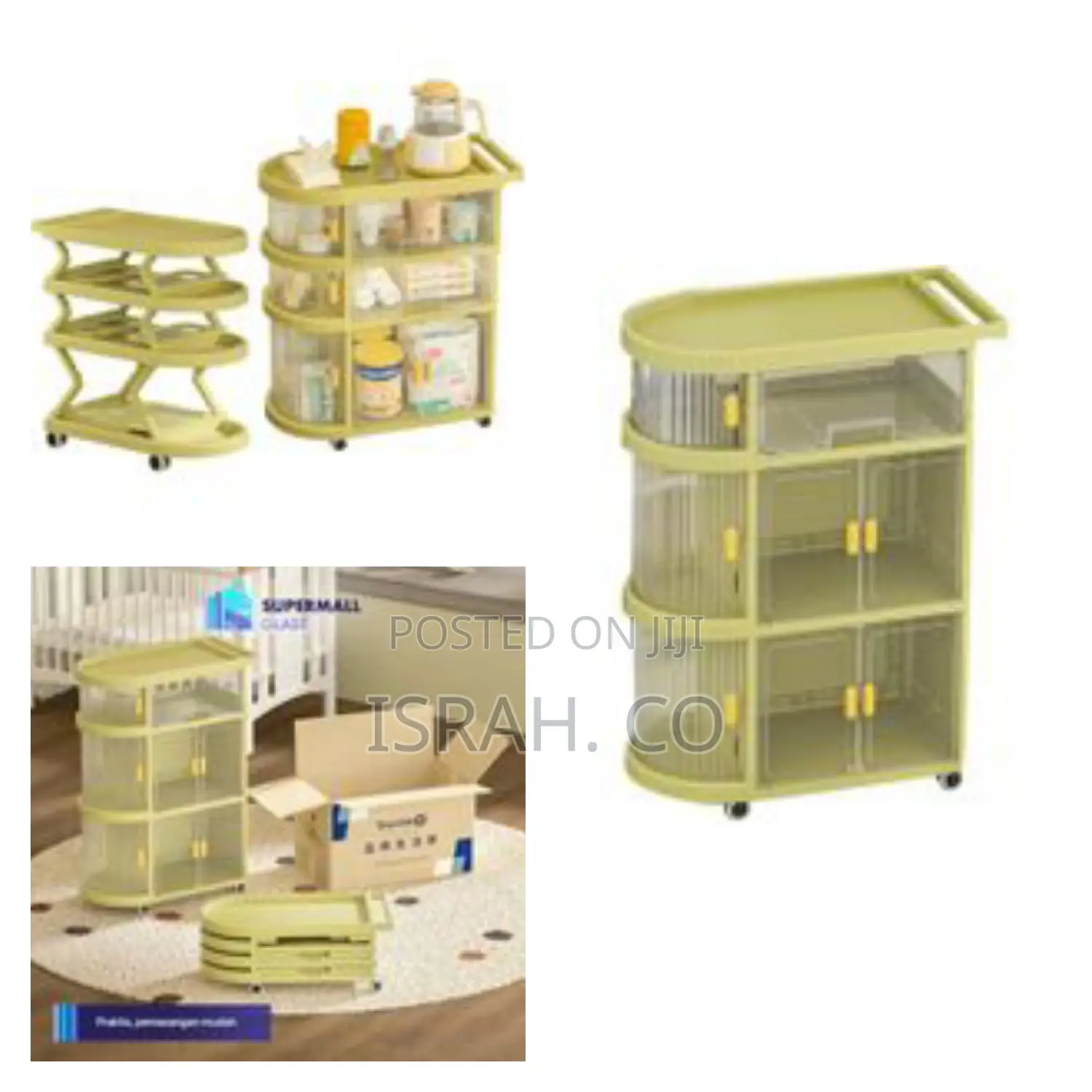 3-Tier Kitchen Trolley Rack Wheels Multipurpose Baby Cart Organizer