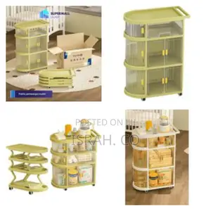 3-Tier Kitchen Trolley Rack Wheels Multipurpose Baby Cart Organizer
