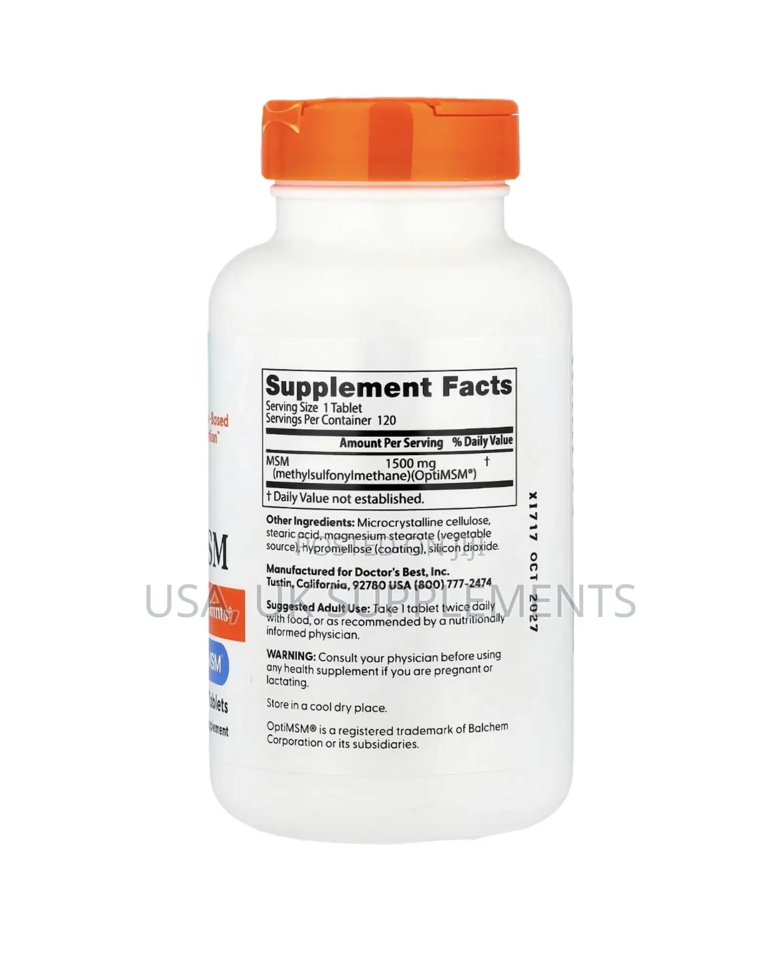 Doctor’S Best 1500mg MSM 120 Tablets