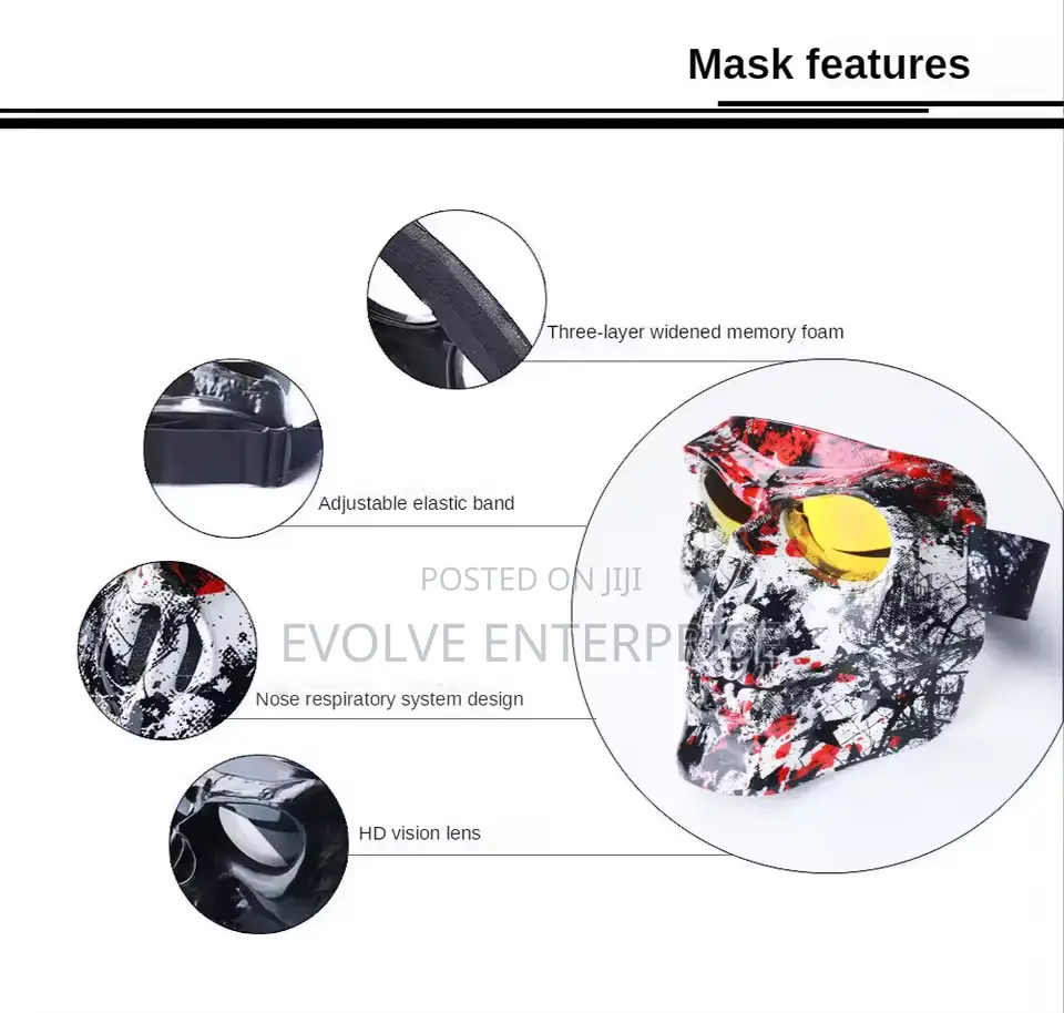 Cool Skull Motorcycle Face Mask Open Face Motorcycle Helmet